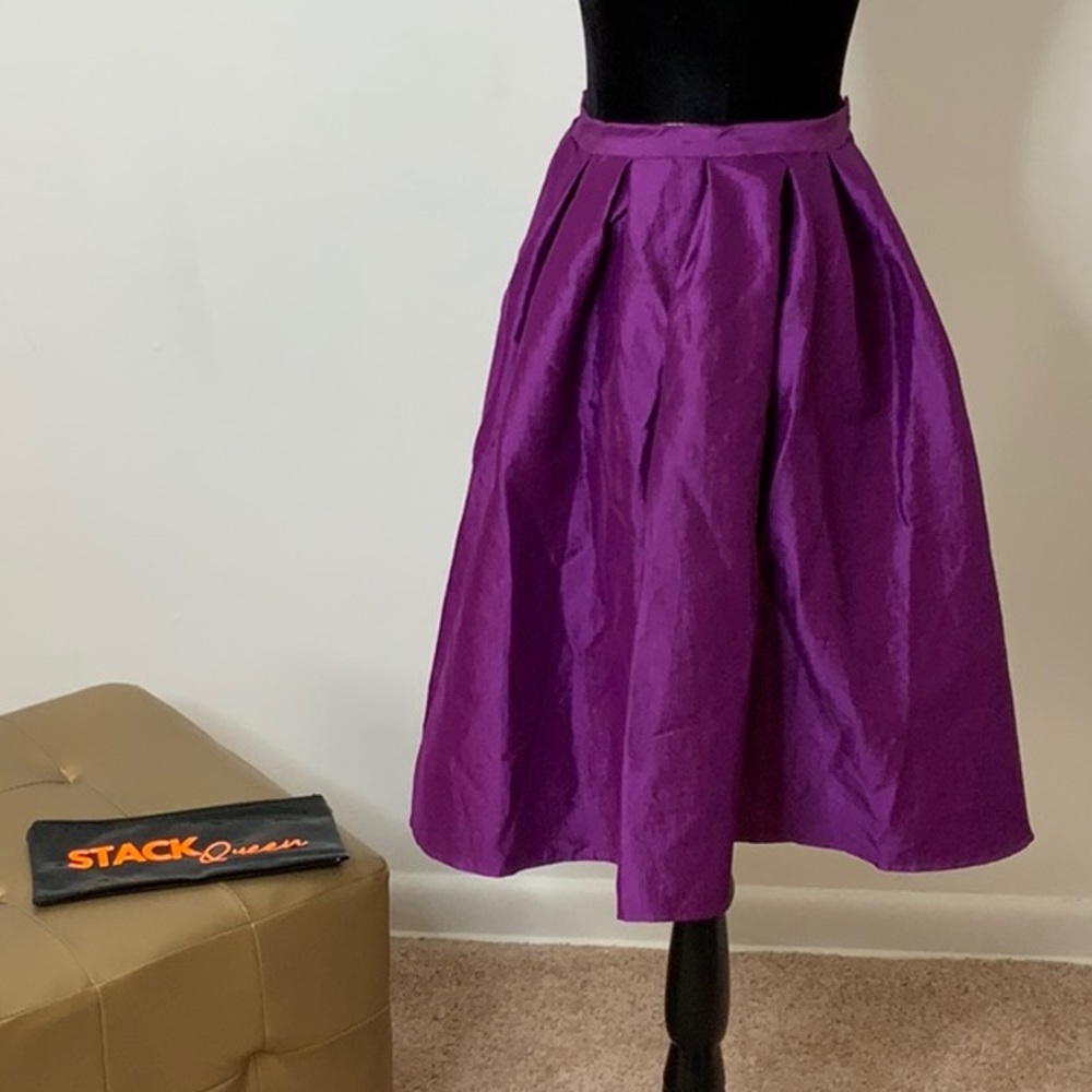 Purple Midi Skirt Taffeta Skirts High Waisted Flare A-Line Formal Wear Party Y2K - Picture 4 of 17